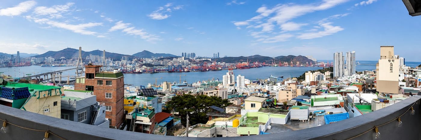 Busan Harbor Bridge and the North Port from the terrace
