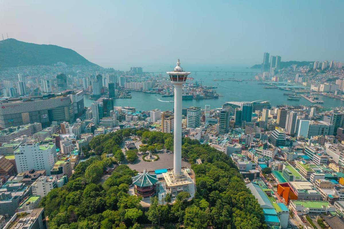 Busan from 120 m up: Yongdusan Park & Busan Tower